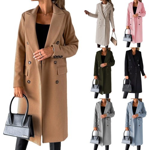 Elegant double-breasted coat for women with practical pockets and high-quality finish Amarae