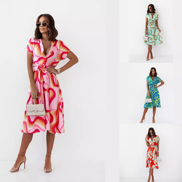 Ladies Tropical Print Shirt Dress Lune London