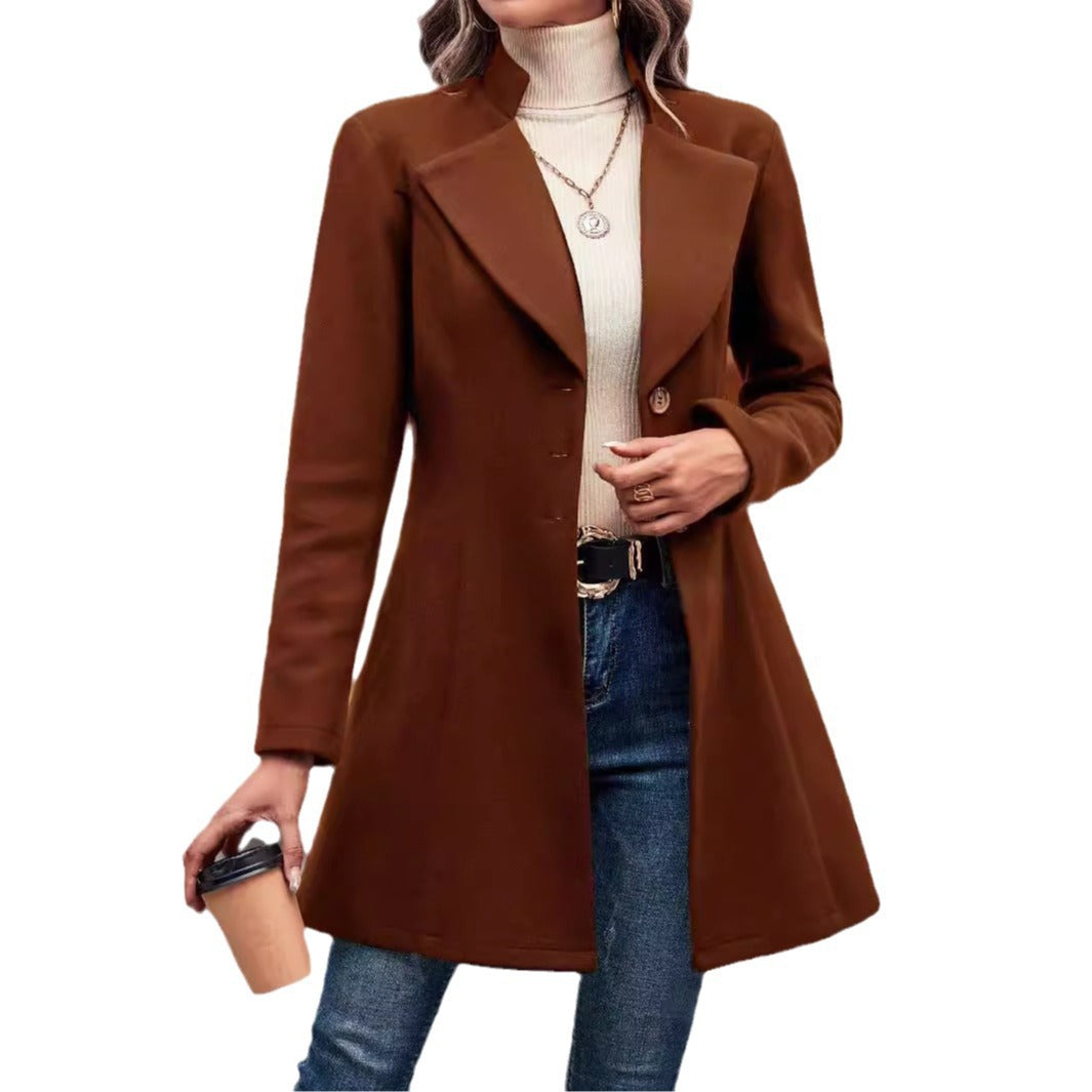 Ladies Elegant Long Chic Wool Jacket