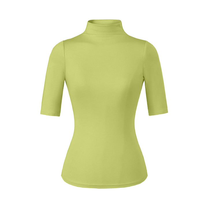 Women's Fitted Stand Collar Shirt with Half-Length Sleeves Amarae