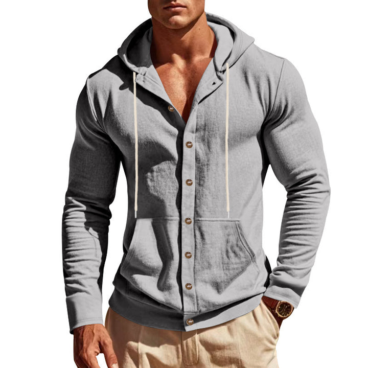Men's hoodie with button placket and practical pockets Lune London