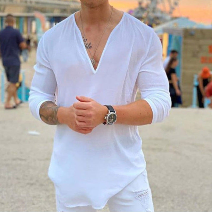 Long-sleeve shirt for men with V-neck and casual fit Lune London