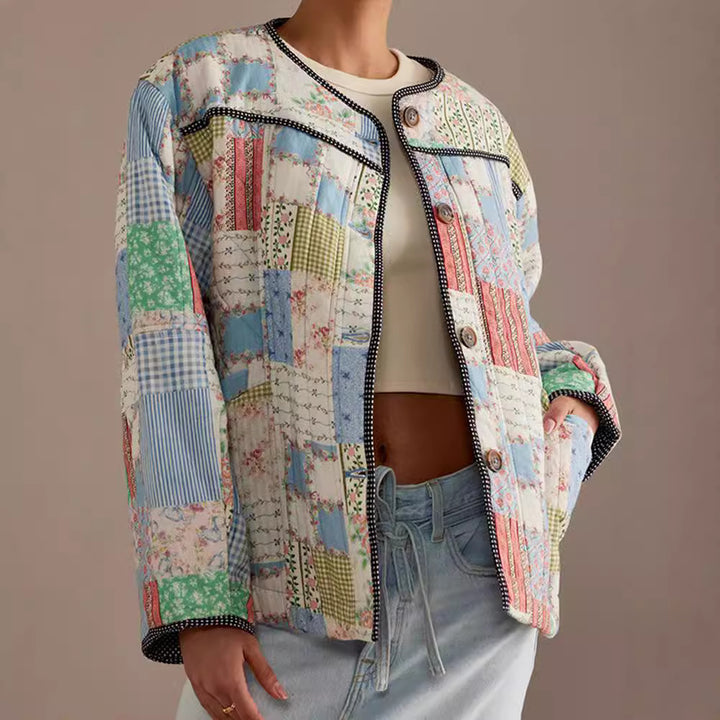 Ladies Quilted Bomber Jacket Patchwork Lune London