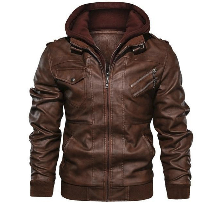 Men's vintage look biker jacket with removable hood and versatile pockets Lune London