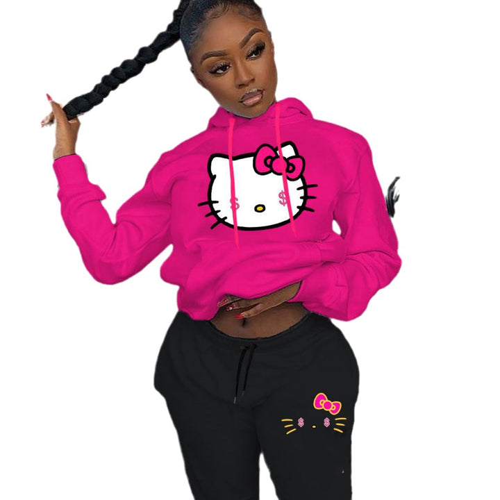 Women's hoodie and jogging pants set with a creative Hello Kitty pattern Lune London