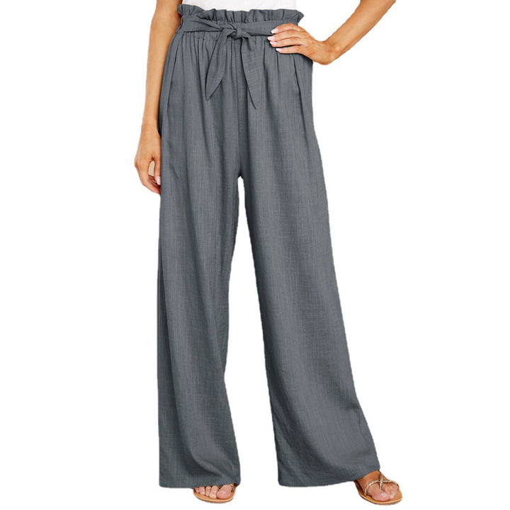 High-waisted linen pants for women with a tie belt Lune London
