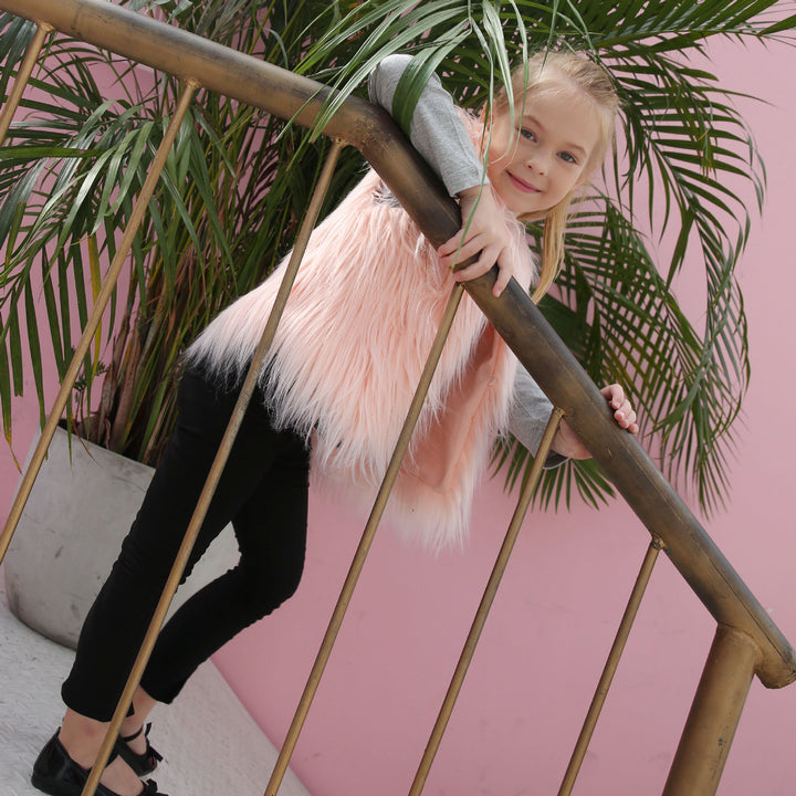 Ladies Faux Fur Soft Gilet with Stand-up Collar Lune London
