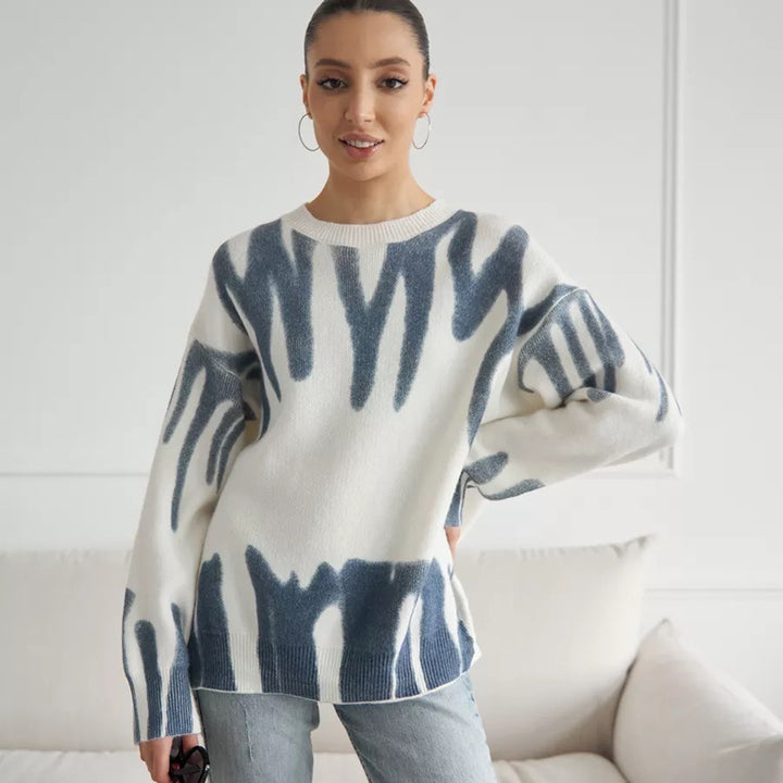 Pull tricoté tendance pour femmes avec motif à la mode Chic & Stil
