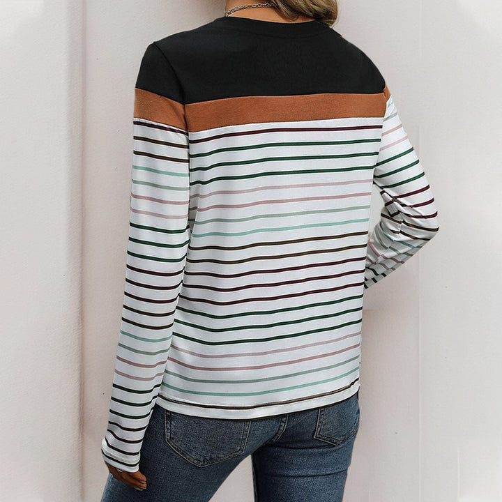Ladies casual striped long sleeve t-shirt with round neck Lune London