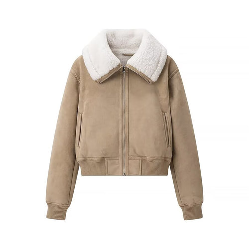 Elegant women's quilted jacket with soft faux fur collar and practical pockets Amarae