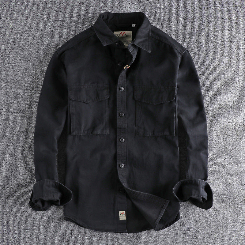 Men's cotton shirt with practical chest pockets and button-down collar Amarae