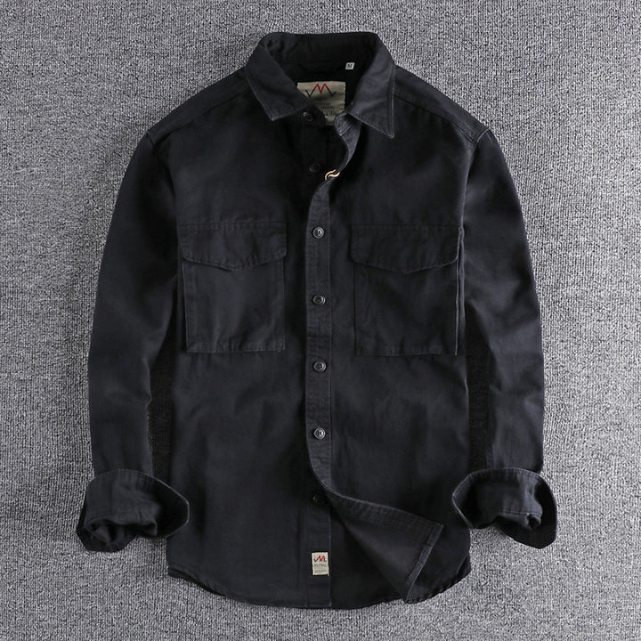Men's cotton shirt with practical chest pockets and button-down collar Amarae