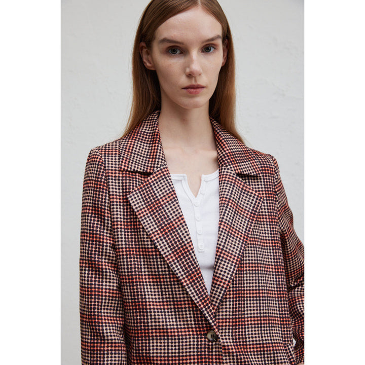 Women checkered coat elegant with double breasted and relaxed fit Amarae