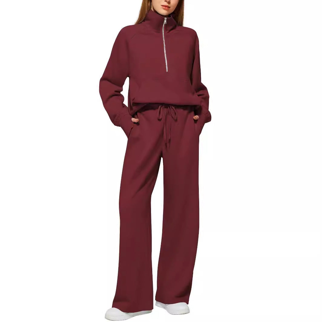 Lune London Women's Sports Loungewear Set with High Collar and Flared Legs