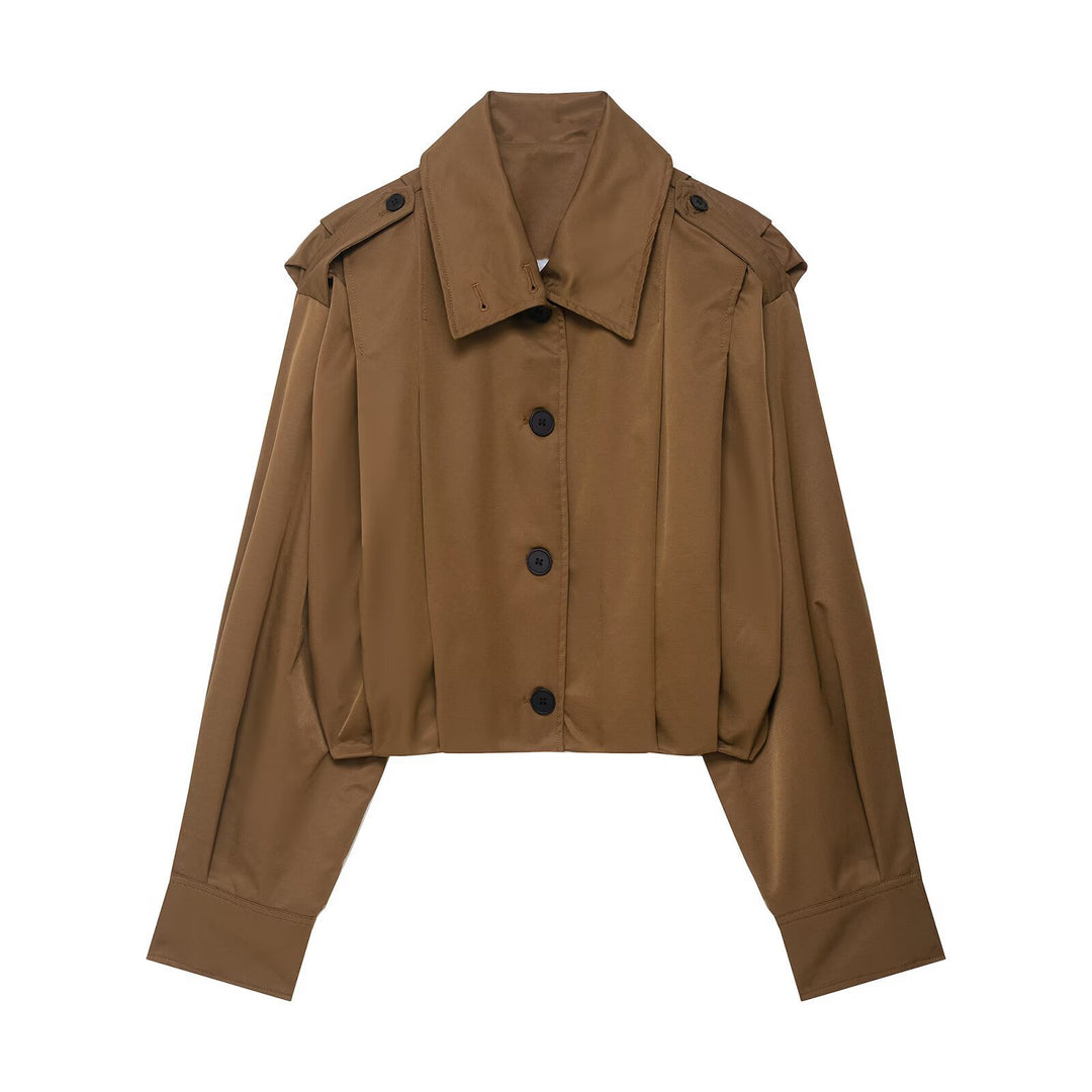 Short blouse jacket for women with an elegant cut and chic button details
