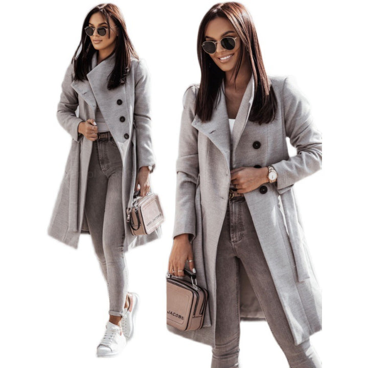 Ladies elegant wool coat with oversized fit and structured sleeves Amarae
