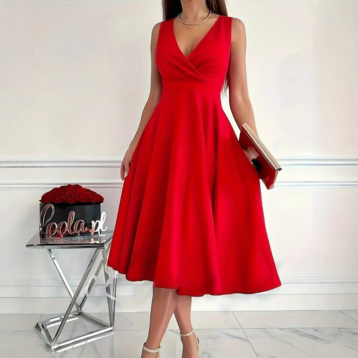 Elegant A-line wrap dress for women with V-neck Lune London