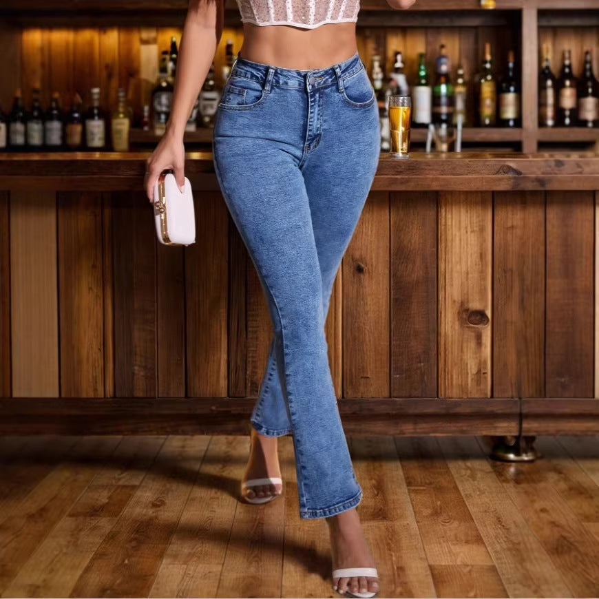 Women high-waisted slim-fit jeans in straight cut with sculpting comfort waistband Amarae
