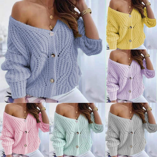 Cardigan en tricot épais pour femmes avec un design ouvert avantageux et des détails de boutons décoratifs Chic & Stil
