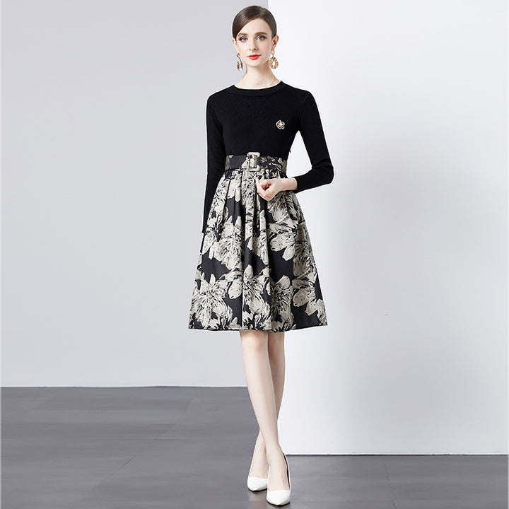 Ladies Elegant Floral Fitted and Flared Chic Dress and Style