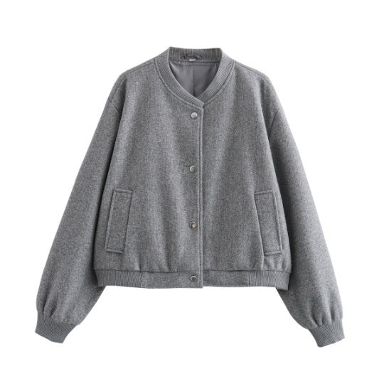 Ladies Casual Jacket with Button Closure and Practical Side Pockets Lune London
