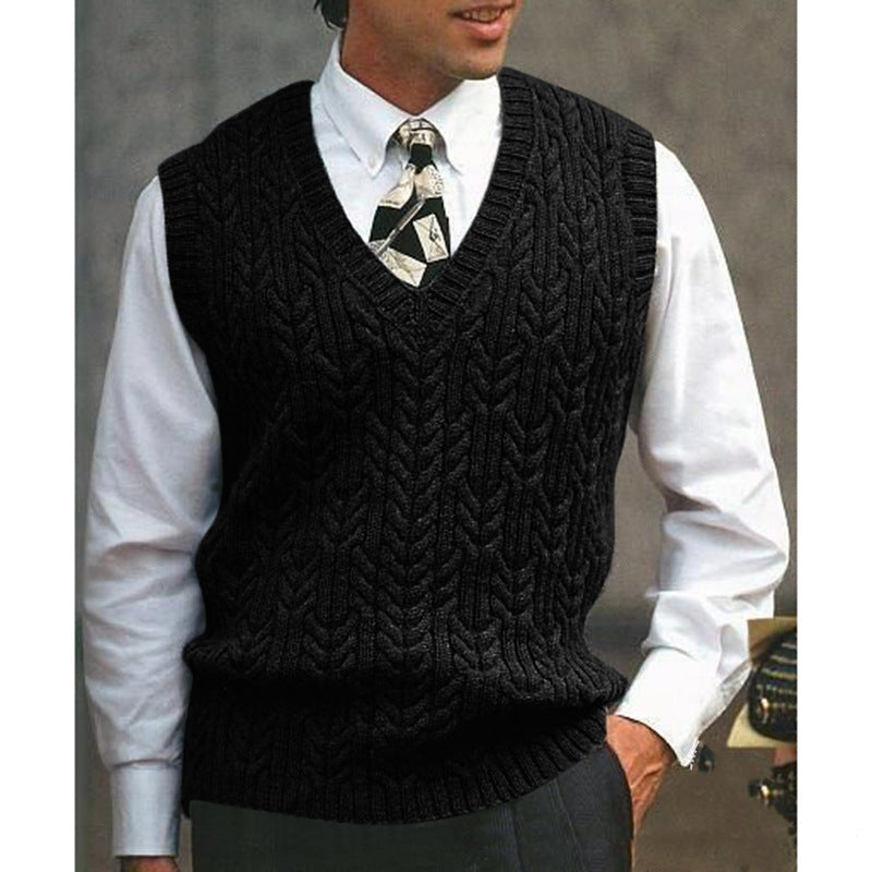 Knitted vest for men with cable knit pattern all over Lune London