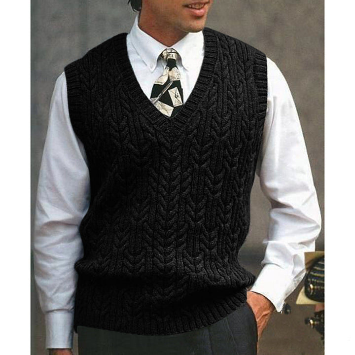 Men's Knitted Vest with All-Over Cable Pattern Lune London