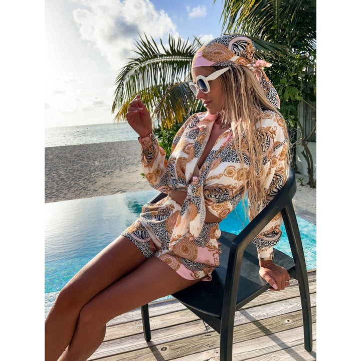 Women's Luxurious Printed Crop Top and Chic Shorts Set