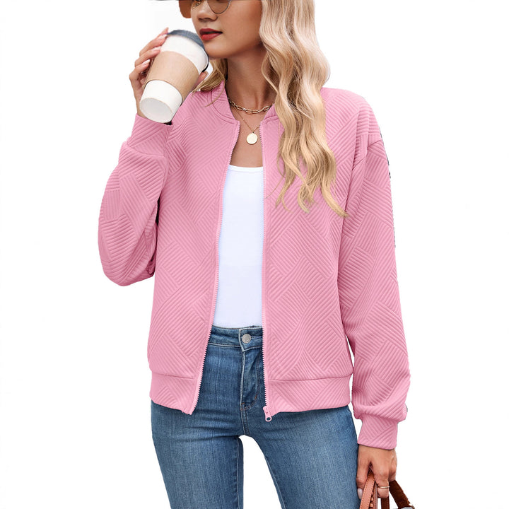 Ladies Chic and Stylish Textured Design Sporty Bomber Jacket