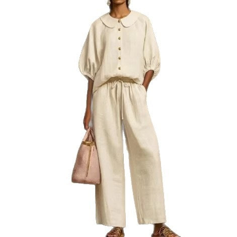 Women's Airy Two-Piece with Modern Collar and Button Details Lune London