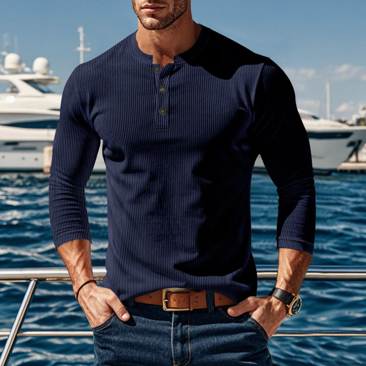 Long sleeve shirt for men with comfortable button placket and textured design Lune London