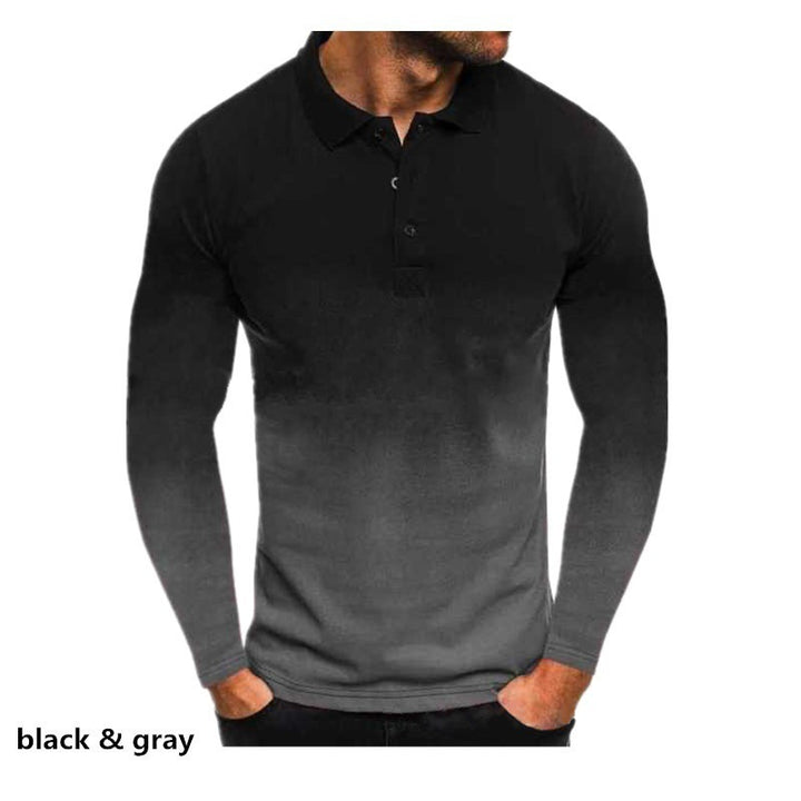 Men's long sleeve polo with a modern gradient of colors and performance material Lune London
