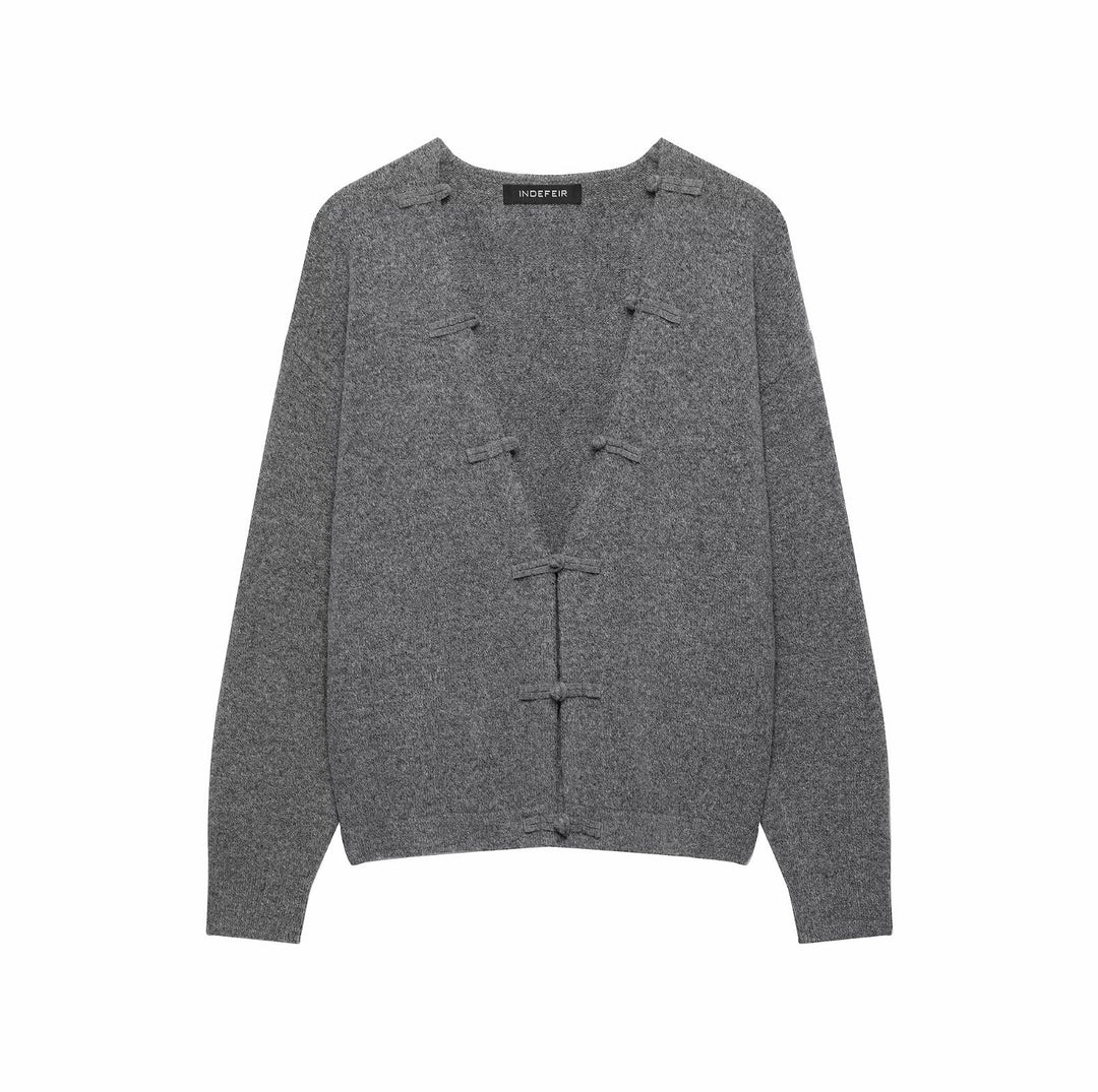 Women's chunky knitted cardigan with button closures and boxy silhouette Amarae