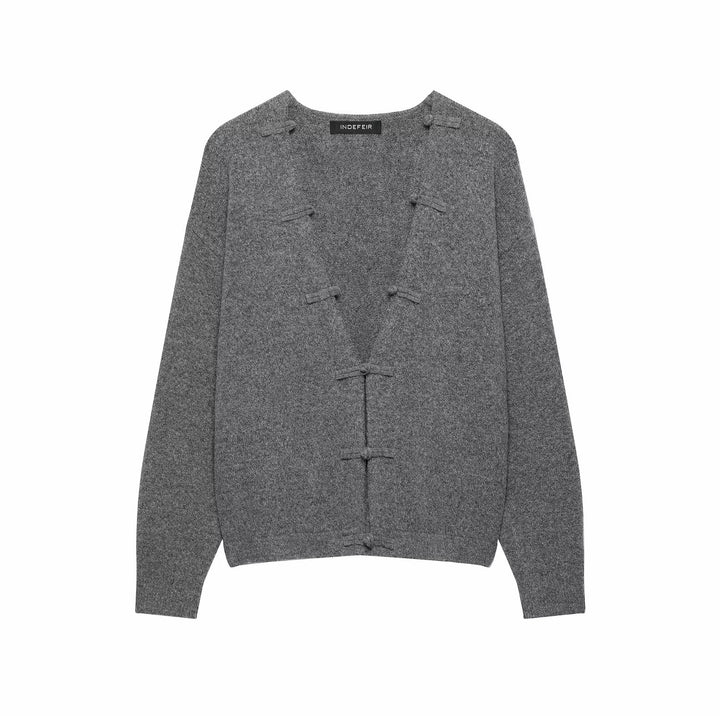 Women's chunky knitted cardigan with button closures and boxy silhouette Amarae