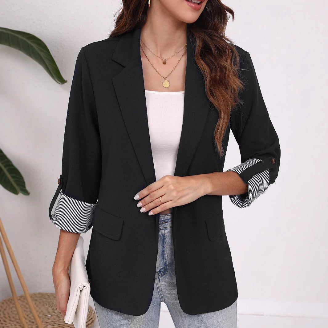 Women Elegant Blazer with Striped Sleeves and Classic Cut Lune London