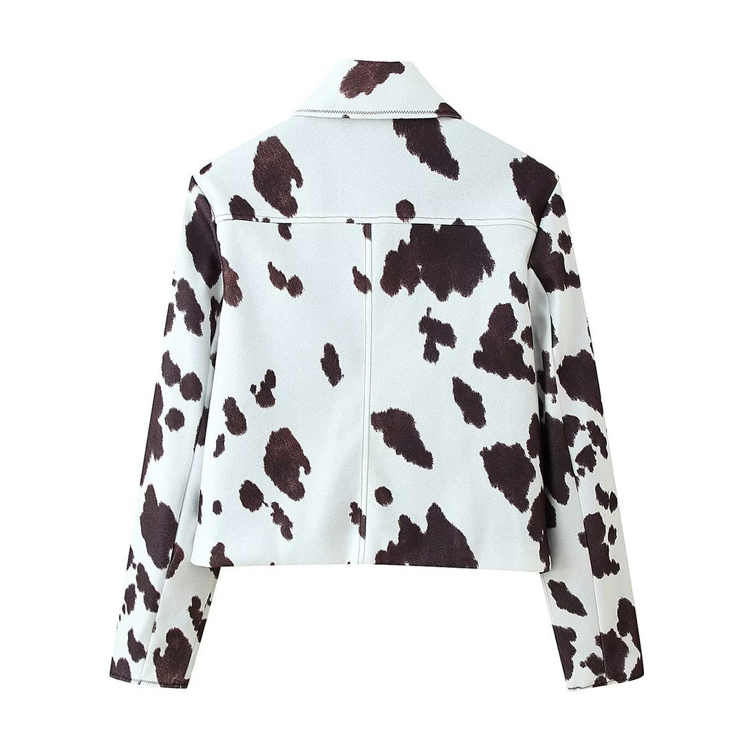 Fashion jacket for ladies with a creative cow pattern Lune London