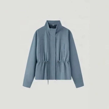 Women's Lightweight Tailored Transition Jacket with Stand-Up Collar, Drawstring and Concealed Closure Amarae