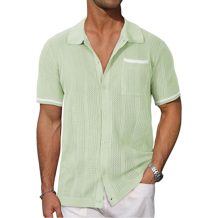 Short sleeve breathable shirt for men with a decorative perforation pattern Lune London