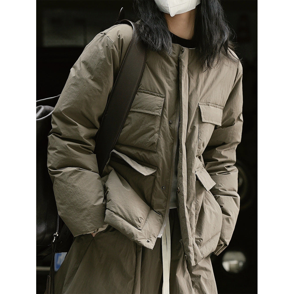Women's Long Quilted Coat with Light Padding and Straight Oversize Cut Amarae