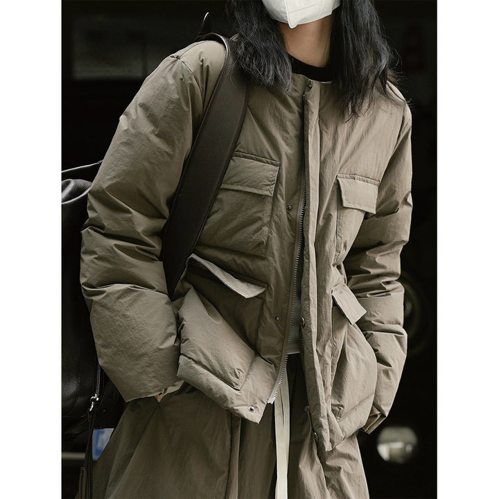 Women's Long Quilted Coat with Light Padding and Straight Oversize Cut Amarae