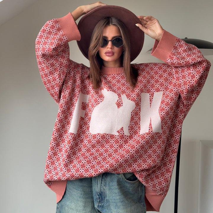 Oversized knitted sweater for women with creative pattern Lune London