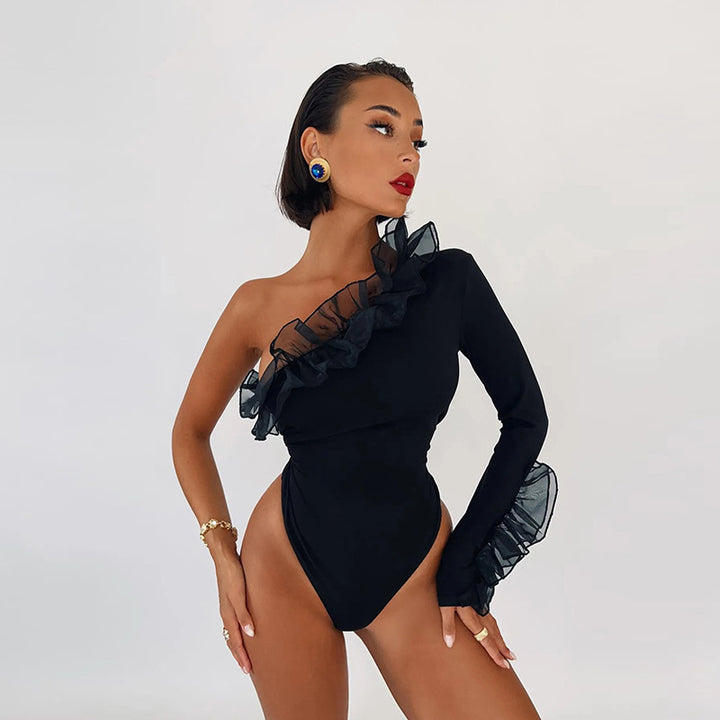 Ladies One-shoulder Ruffled Body Lune London
