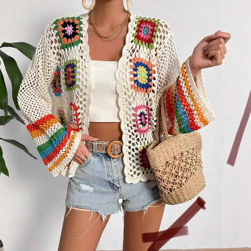 Cardigan aérien pour femmes avec motif en crochet coloré Chic & Stil