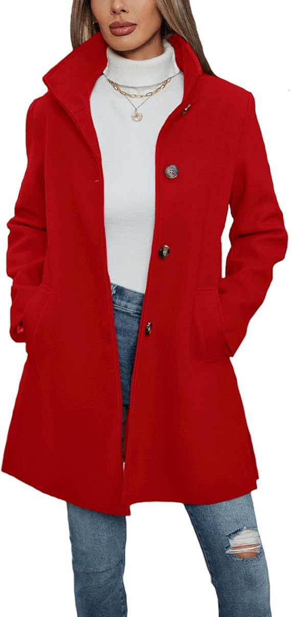Women's Elegant Wool Coat with High-Collar and Practical Pockets Lune London