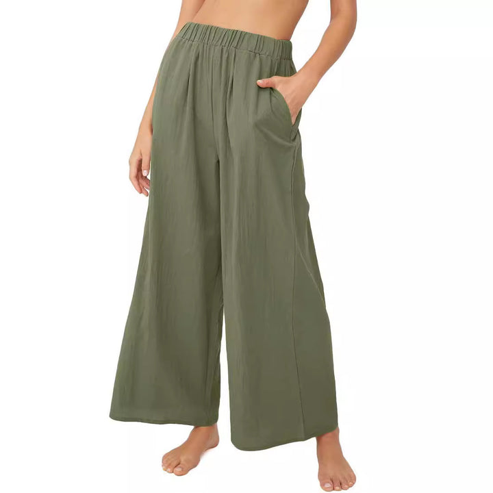 Summer pants for women, loose-fitting, with elastic waist and practical side pockets Lune London