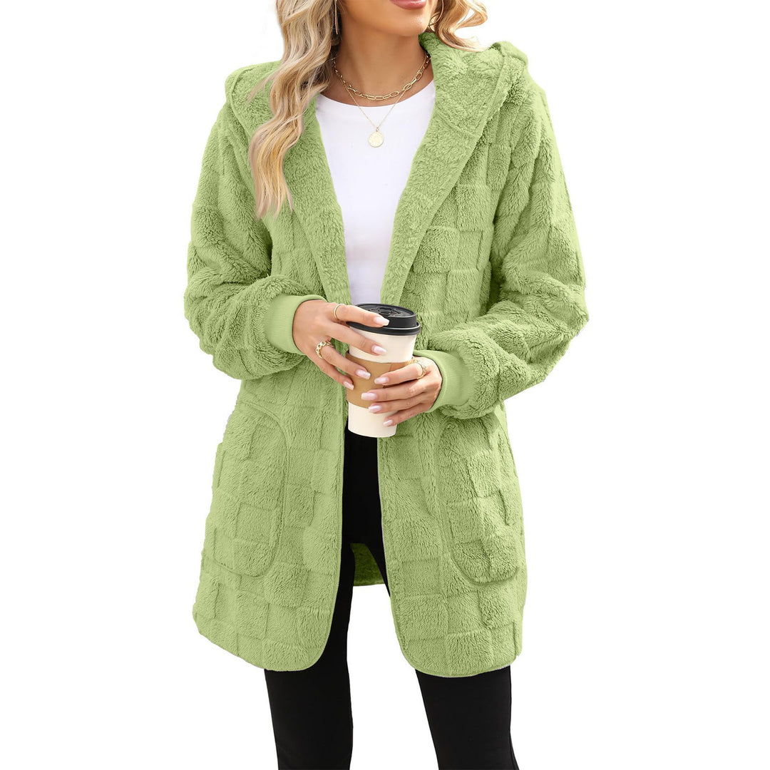 Women cozy fleece coat with hood Lune London