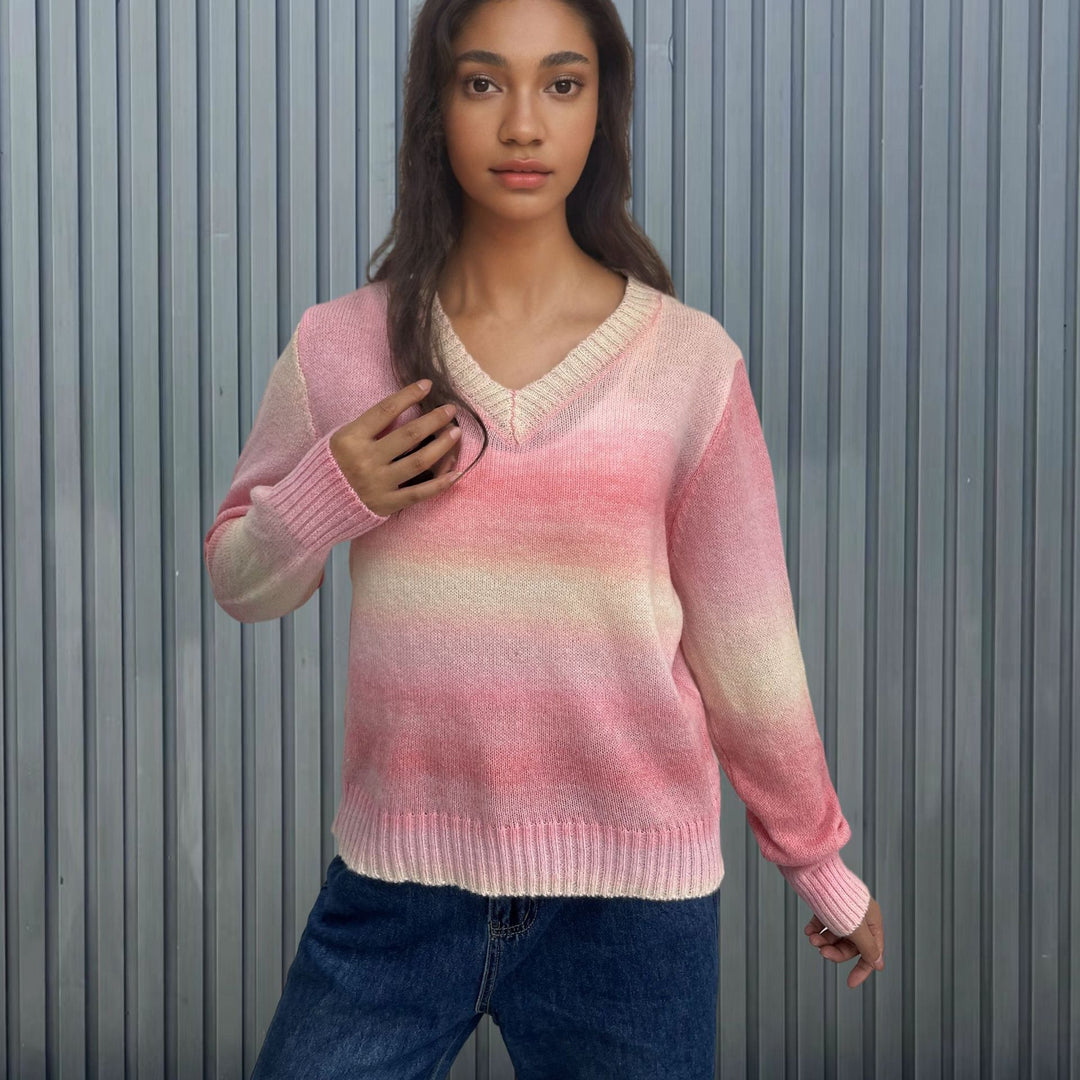 V-neck sweater with gradient for ladies Lune London