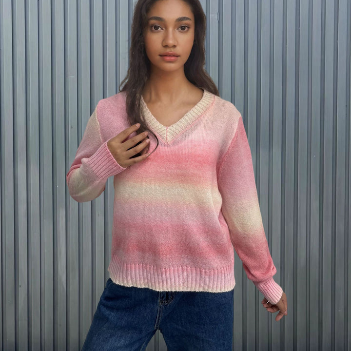 V-neck sweater with gradient for ladies Lune London