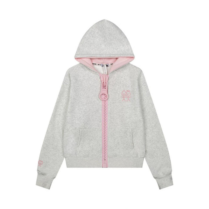 Women's Hoodie Sweat Jacket with Oversized Zipper and Minimalist Embroidery Amarae