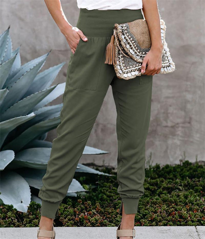 Sport leisure pants for women with elastic waist and pockets Lune London